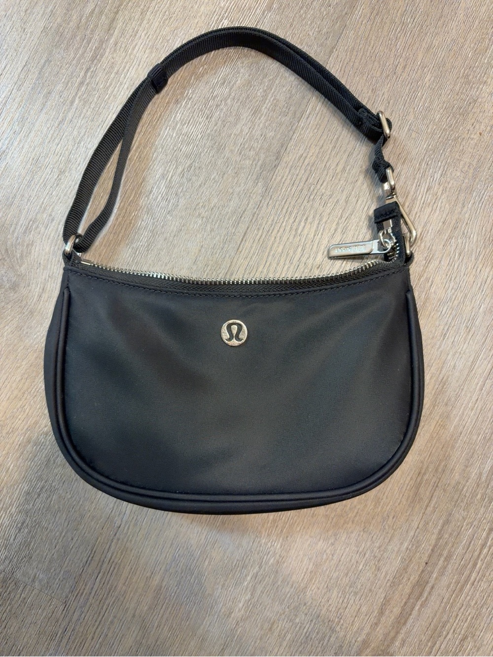lululemon athletica Black Compact Shoulder Bag with Silver Logo